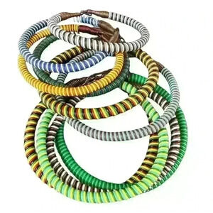 Lot of 10 multicolored handmade wire wrapped bracelets various sizes